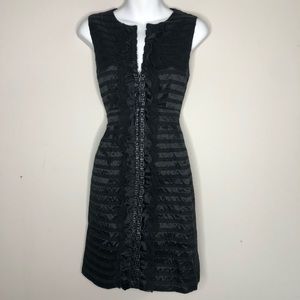 Nanette Lepore black sleeveless ruffle dress.